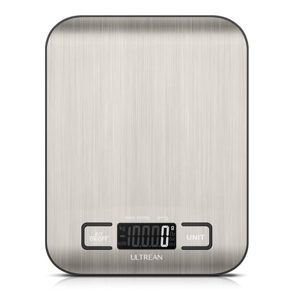 Ultrean Slim Stainless Steel Food Scale with Multiple Units and Backlit Display