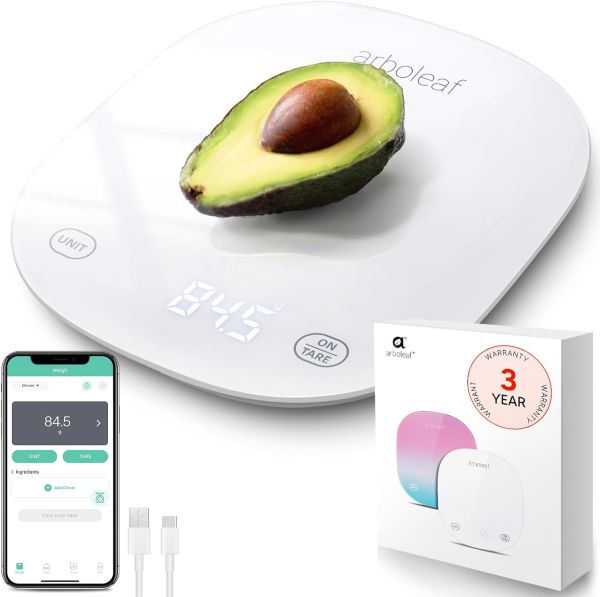 Arboleaf Digital Kitchen Scale - Smart Gram Scale for Weight Loss, USB Scale