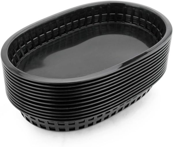 New Star Foodservice 44041 Fast Food Baskets, Set of 12, Black