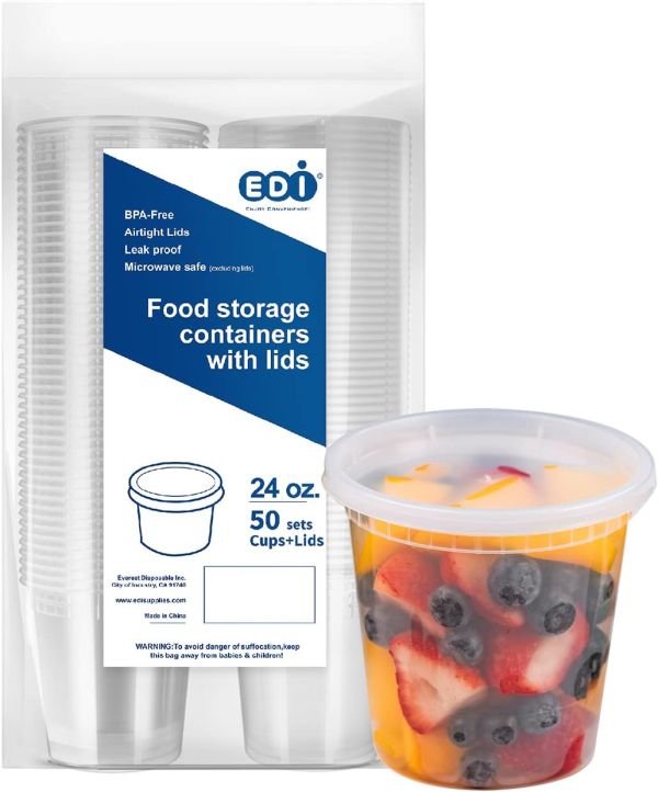 EDI Plastic Deli Food Storage Containers with Airtight Lids