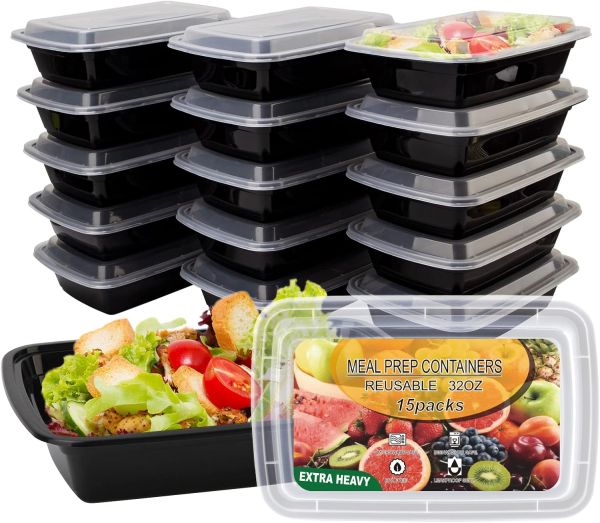 Ezalia 15 Pack- Meal Prep Containers 32oz perfect size