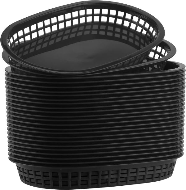 HOZEON Black Oval Fast Food Baskets