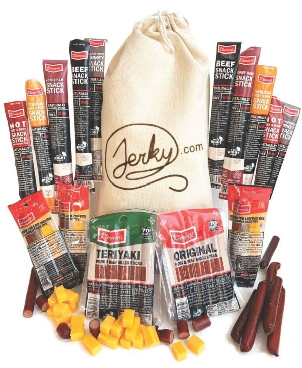 Gourmet Jerky Delights - 26pc Premium Jerky Assortment of Beef, Pork, Turkey, & Ham Snack Sticks - Protein-Packed Healthy Indulgence for Men