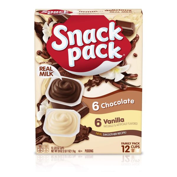 Decadent Delights Chocolate and Vanilla Pudding Cups - Family Pack (12 Count)