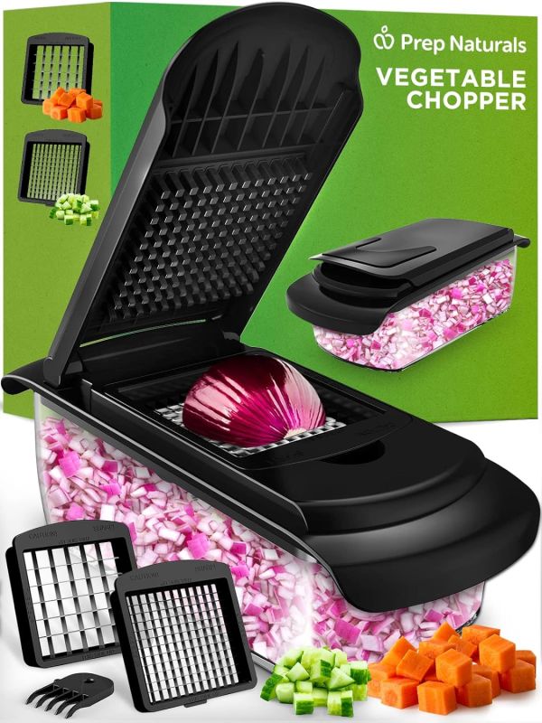 2-in-1 Black Vegetable Chopper with Container by PrepNaturals