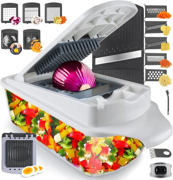 RüK Vegetable Chopper Slicer Onion Dicer - The Ultimate 22-in-1 Veggie Mandoline Food Cutter