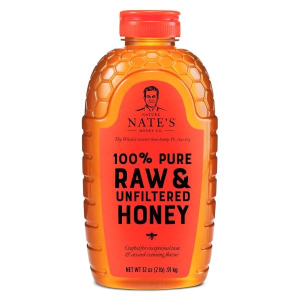 Nate's Golden Nectar - Pure, Raw & Unfiltered Honey, 32oz. Squeeze Bottle