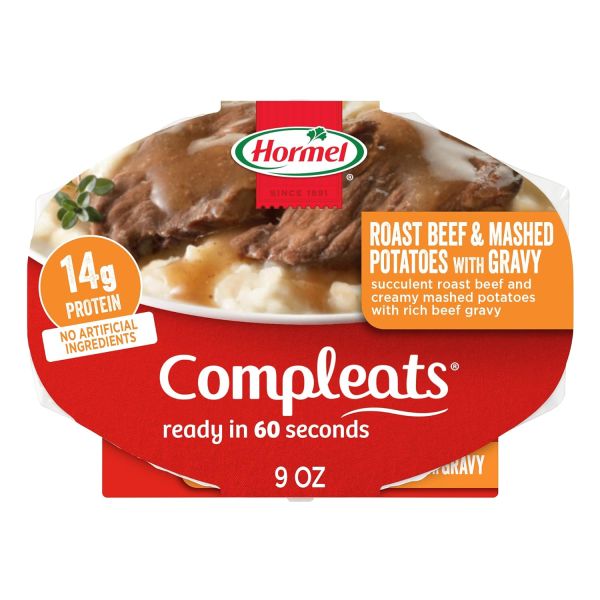 Hormel Compleats Roast Beef & Mashed Potatoes With Gravy Microwave Tray, 9 Ounce (Pack of 6)