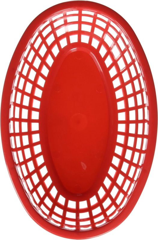 Classic Oval Plastic Baskets - Set of 6, Red