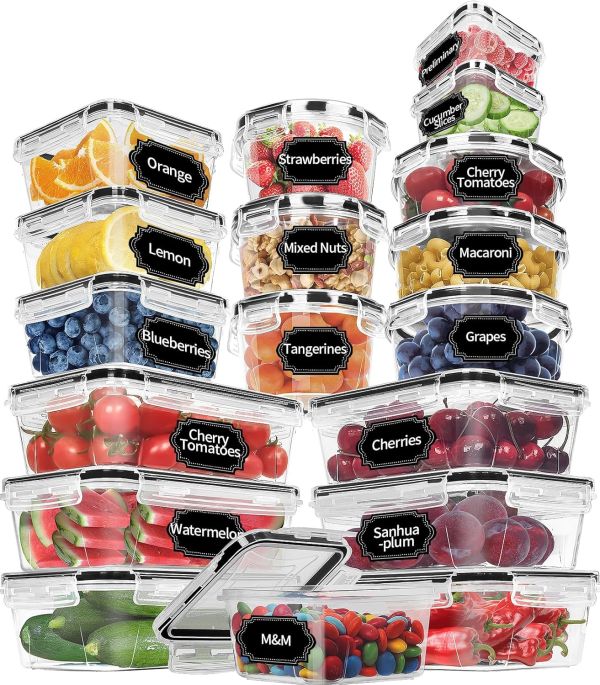 Skroam 36 Pack Food Storage Containers (18 Airtight Kitchen Storage & 18 Lids)