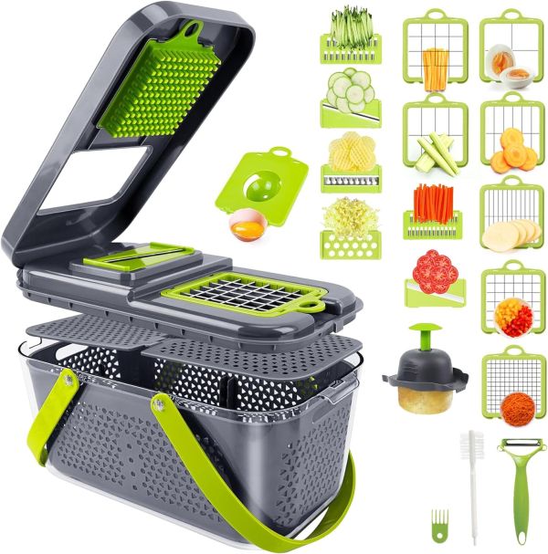 22-Piece Pro Veggie Chopper with Stainless Steel Blades