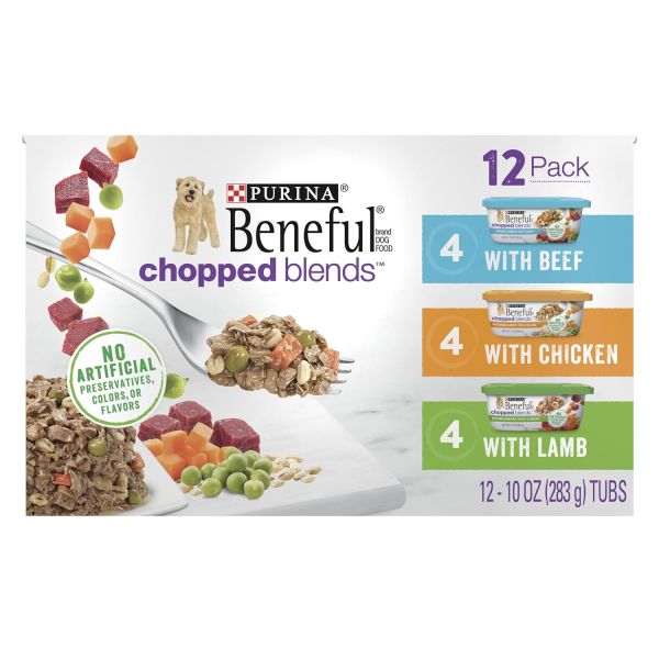 Purina Beneful High Protein, Gravy Wet Dog Food Variety Pack, Chopped Blends - (12) 10 Oz. Tubs