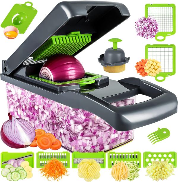 13-in-1 Vegetable Chopper - Slice, Dice, and Grate with Ease!