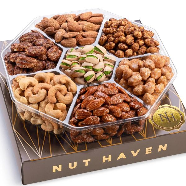 Nut Haven Gourmet Nuts Gift Basket - A Delightful Assortment of Sweet and Roasted Salted Nuts for the Holiday Season