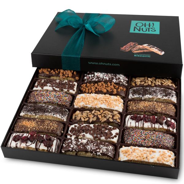 Gourmet Biscotti Cookie Delight | Handcrafted Holiday Chocolate Treat | Exceptional Gift For Him or Her, Birthday, Anniversary, Corporate Tray | Tempting Snacks for Men, Women - Oh! Nuts