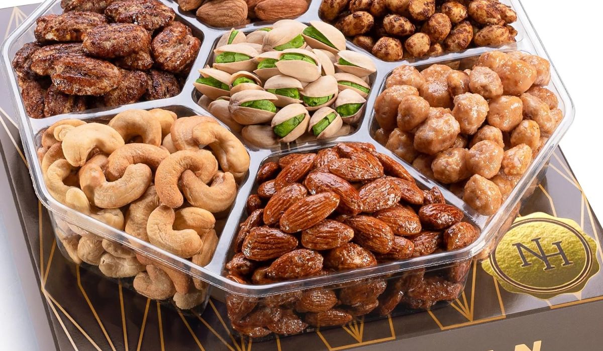 Nut Haven Gourmet Nuts Gift Basket - A Delightful Assortment of Sweet and Roasted Salted Nuts for the Holiday Season